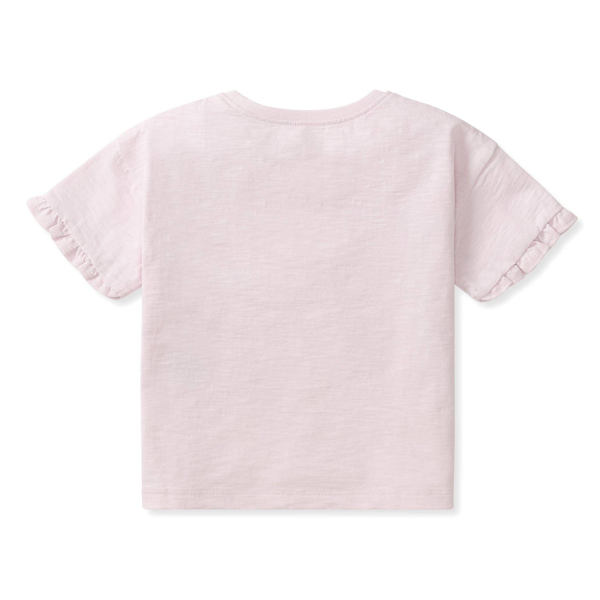 Girls Light Pink Drop Shoulder Ruffle T-Shirt