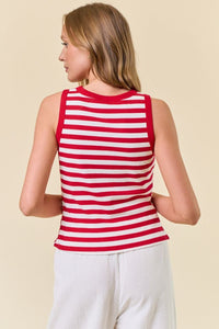 Sunkissed Stripes Gold Button - Up Knit Tank
