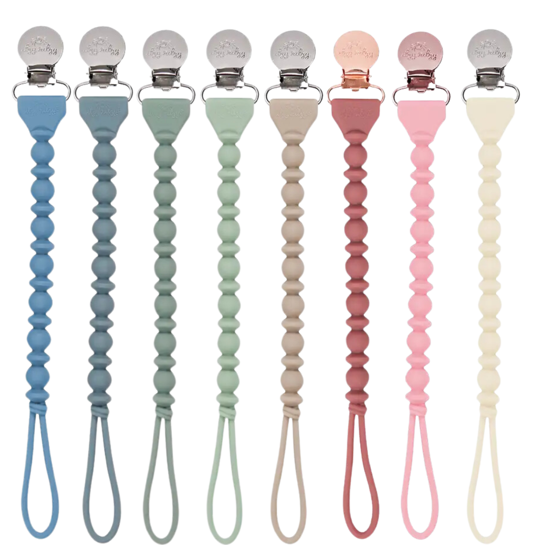 Sweetie Strap™ Silicone One-Piece Pacifier Clips: Toast
