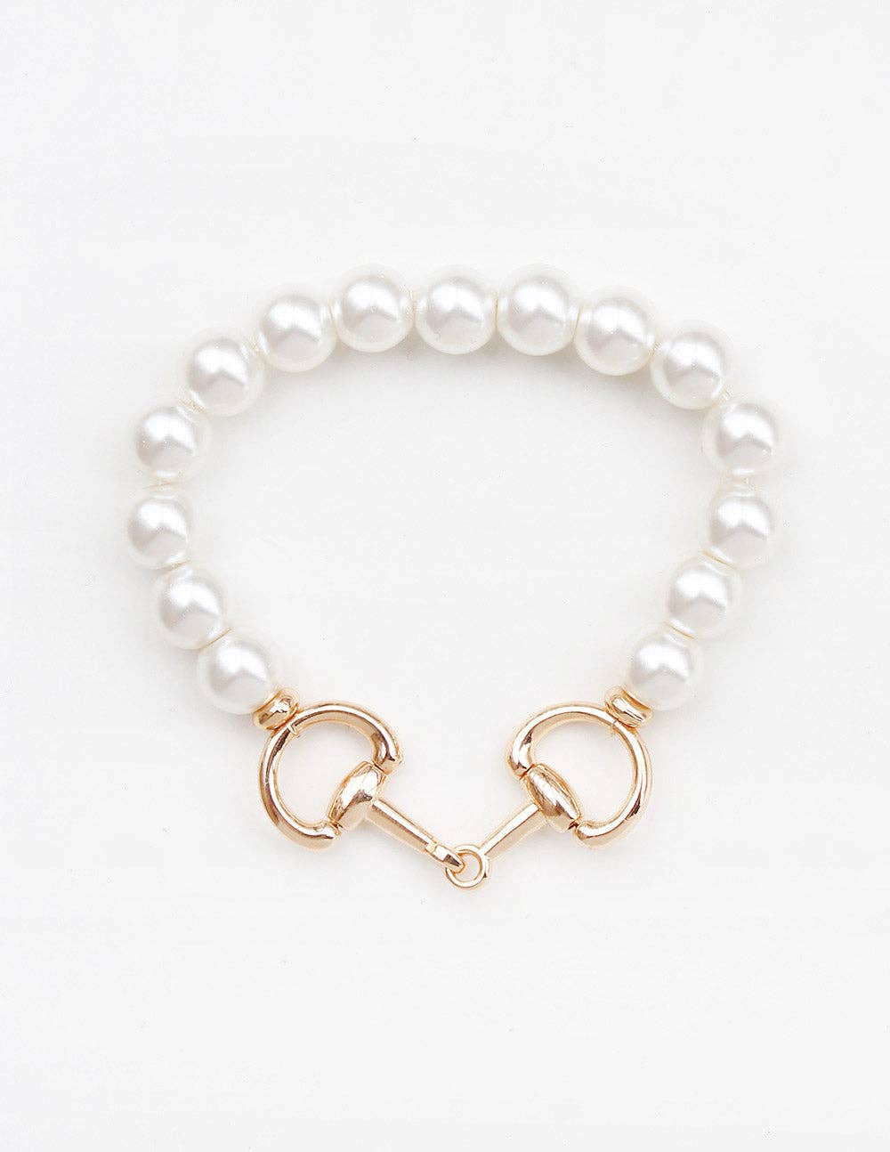 Palomino Pearls Beaded Stretch Gold Horse bit Bracelet