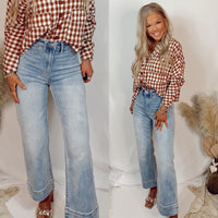 Dreamweaver Denim High Rise Wide Leg Cropped Jeans