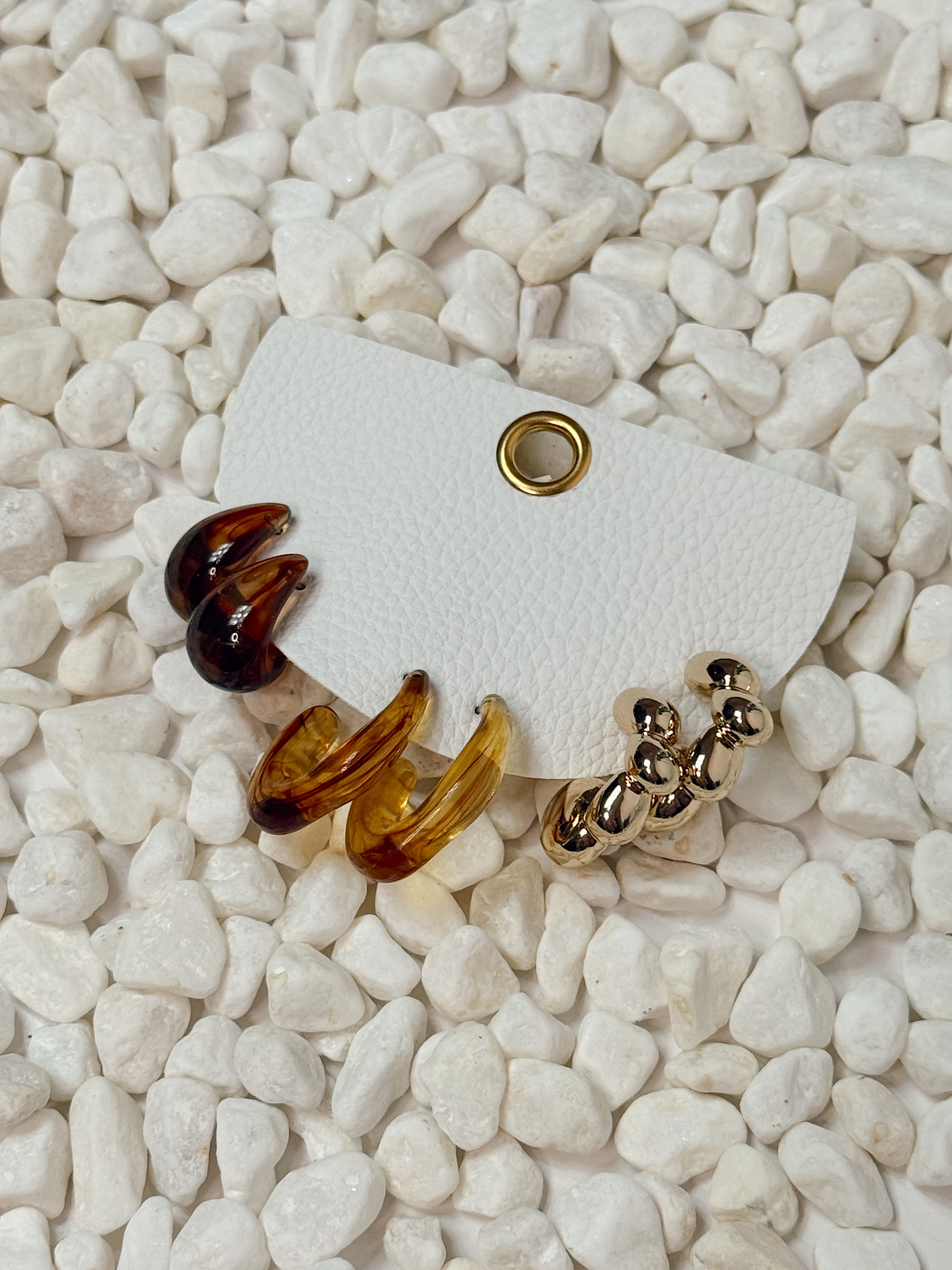 Honeyed Gold 3 Pair Hoop Earring Set