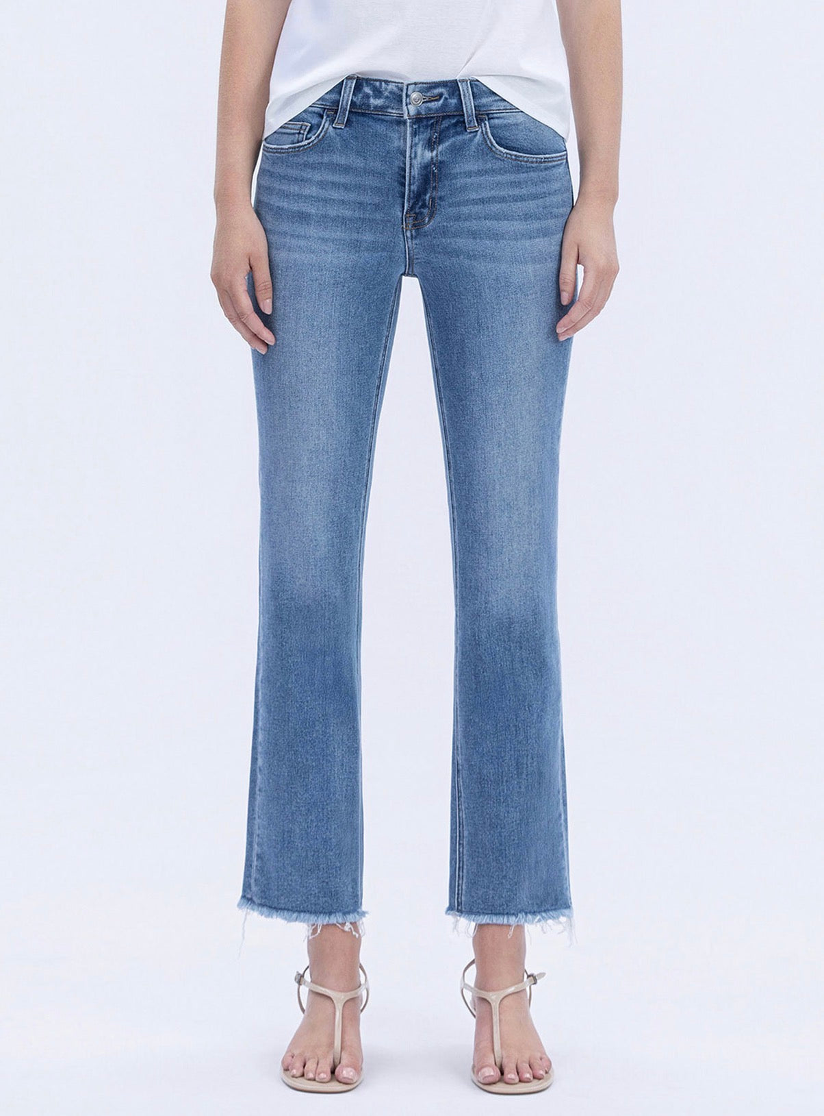 Montana Mid Rise Medium Wash Straight Leg Cropped Jeans