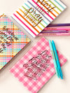 Pink Gingham Sweet Words Notebook & Pens SET