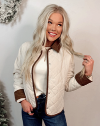 Cozy In Quilted Corduroy Detailed Jacket