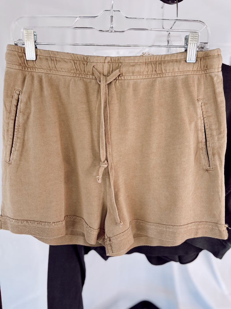 Simple Drawstring Shorts- Taupe