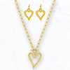 Heartline Love Links Long Chain Pendant Necklace + Earrings