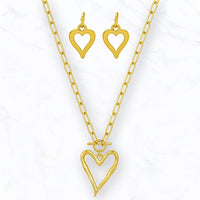 Heartline Love Links Long Chain Pendant Necklace + Earrings