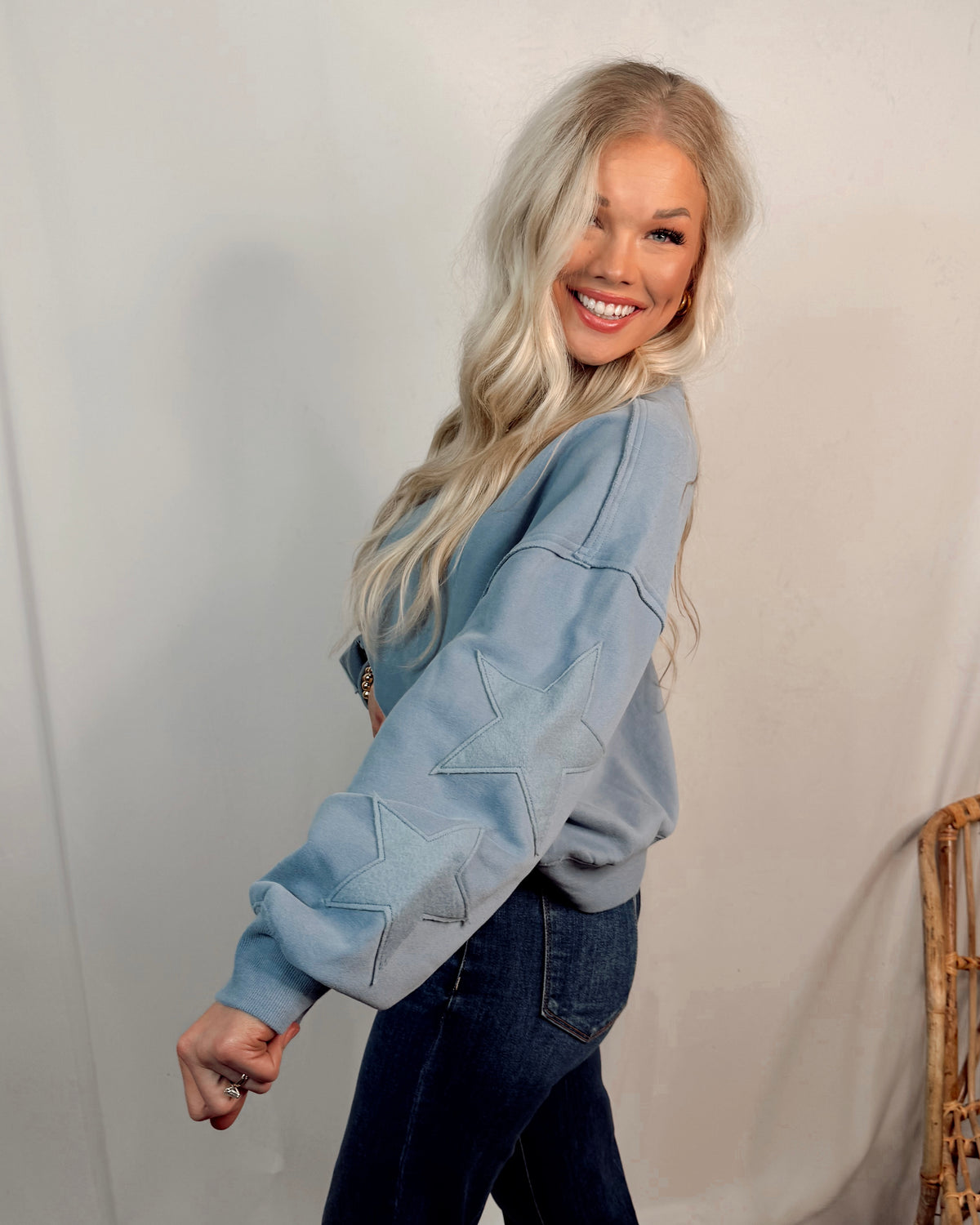 Star Spangled Sweatshirt in Dusty Blue