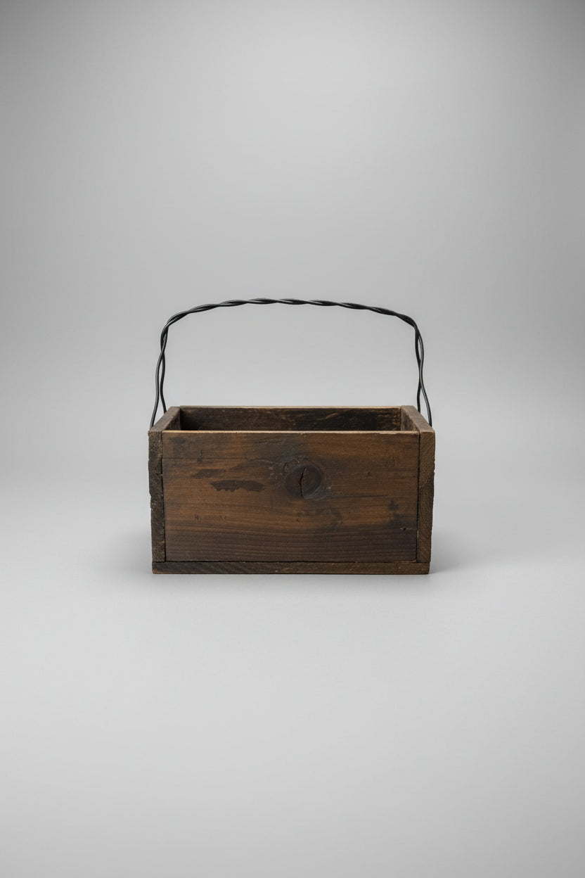 Wooden Box with Twisted Metal Handle