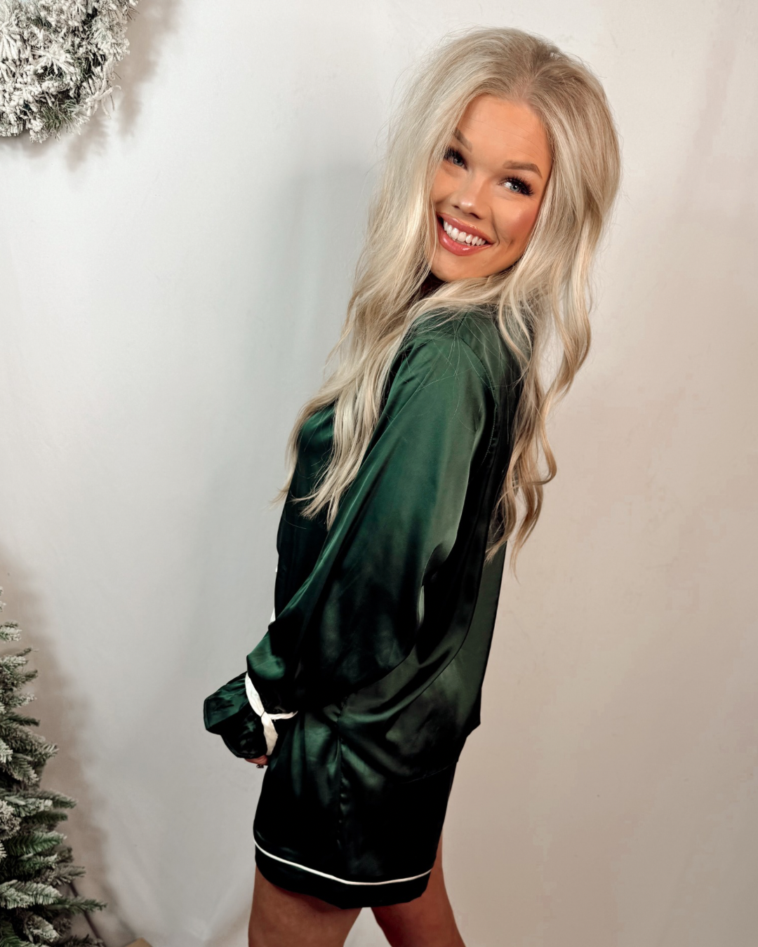 Ribbon & Rest Satin Sleep Shorts + Top Pajamas SET