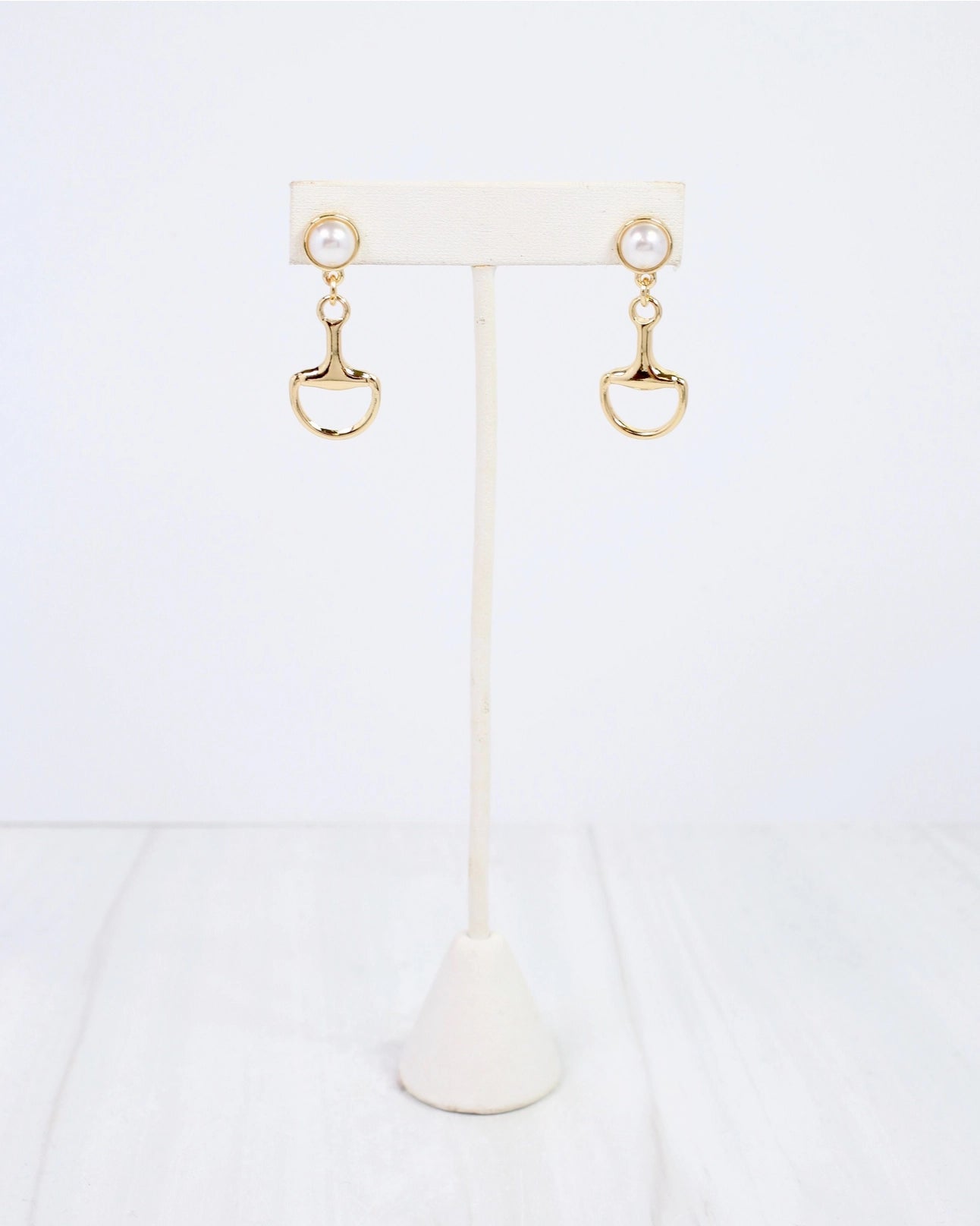 14K Gold Dipped Derby Day Pearl Bit Earrings