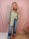Gingham & Go Oversized Button Up Top - Light Green