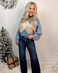 Forever & Always Argyle Print Sweater in Light Blue