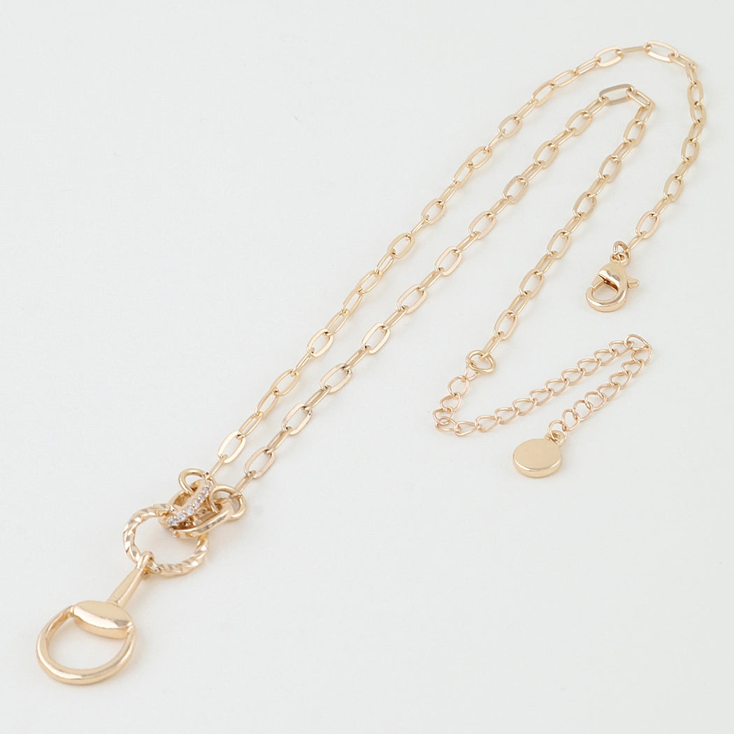 18K Gold Dipped Twisted Loop Equestrian Chain Link Necklace