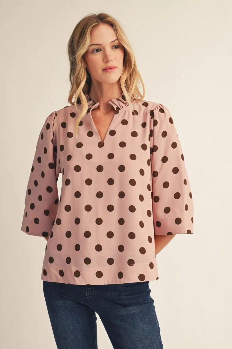 Pretty in Pink Polka Dot Print Top - Pink