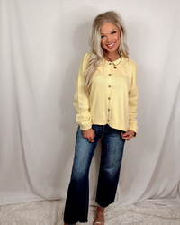 Golden Hour Button Down Knit Cardigan - Butter Yellow