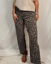 Catwalk High Rise Barrel Jeans - Leopard