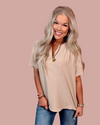 The Everyday Casual Classic Basic V-Neck Blouse - Toast