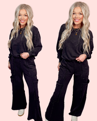 Off Duty Mineral Wash Cargo Pants - Black