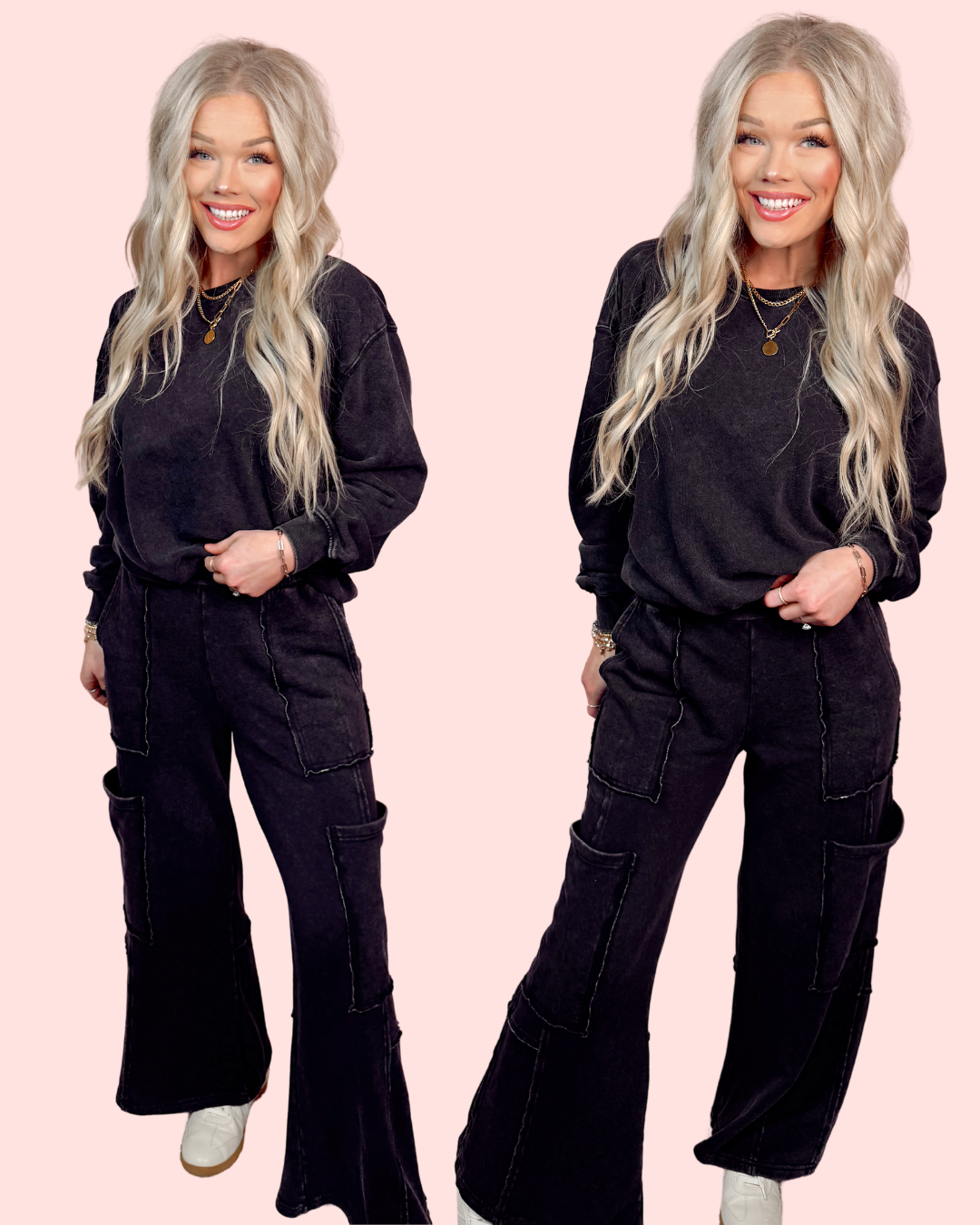 Off Duty Mineral Wash Cargo Pants - Black