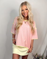 Sunbeam Social Striped Oversized Top - Pink/Yellow