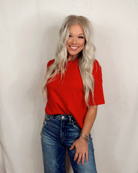 Crush Hour Knit Short Sleeve Top - Red