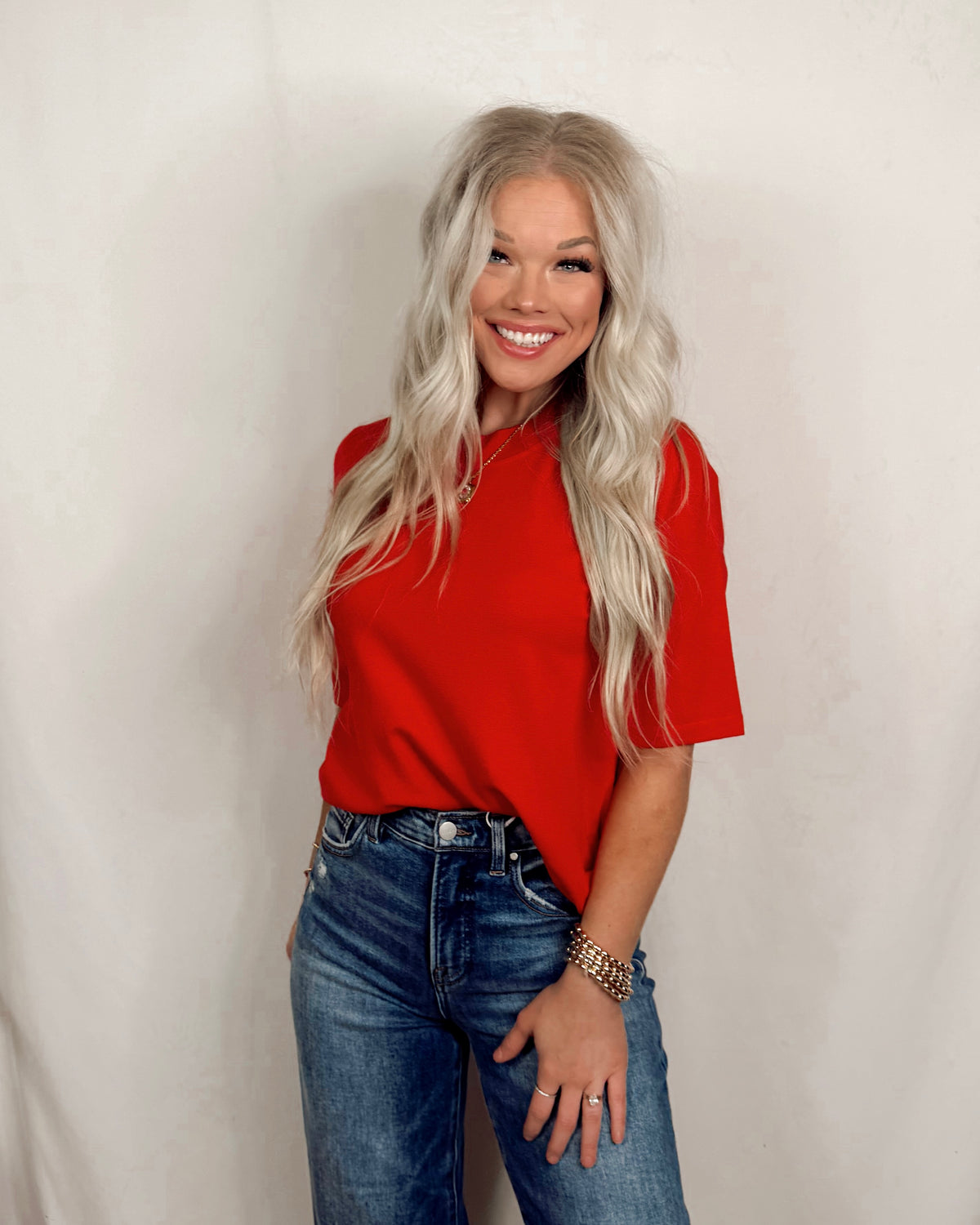 Crush Hour Knit Short Sleeve Top - Red