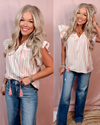 Strawberry Stripes Ruffle Detailed Blouse
