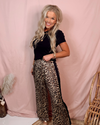 Sahara Side Stripe Slit Animal Printed Drawstring Pants