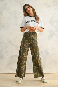 Camo Club High Rise Camouflage Print Wide Leg Pants
