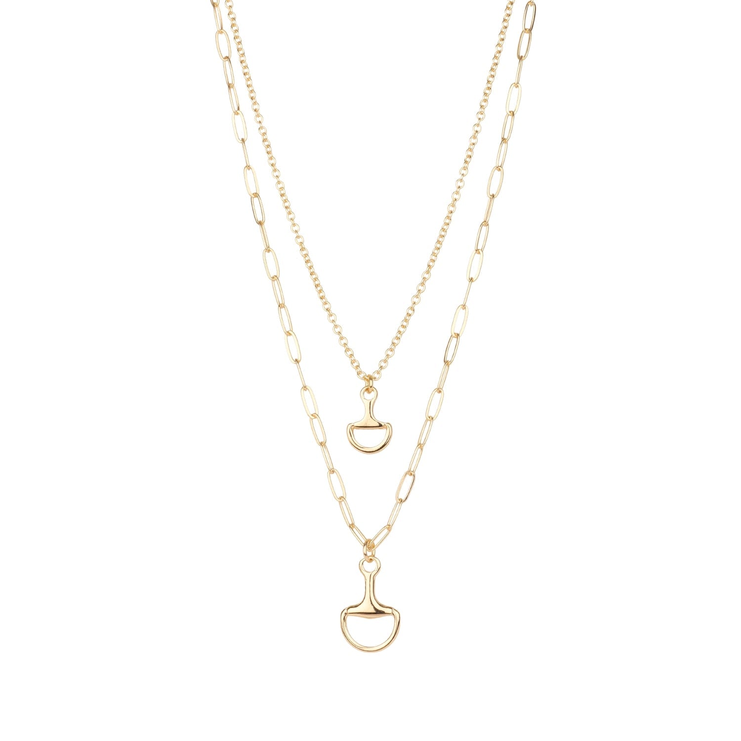 18K Gold Dipped Gold Chain Cowgirl Layered Bit Necklace