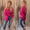Running Wild Satin Button Up- Fuchsia