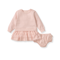Organic Baby Girls Ruffle Detailed Sweater Dress + Bloomers Set
