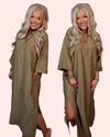 Effortlessly Poise Collared Midi Dress - Olive