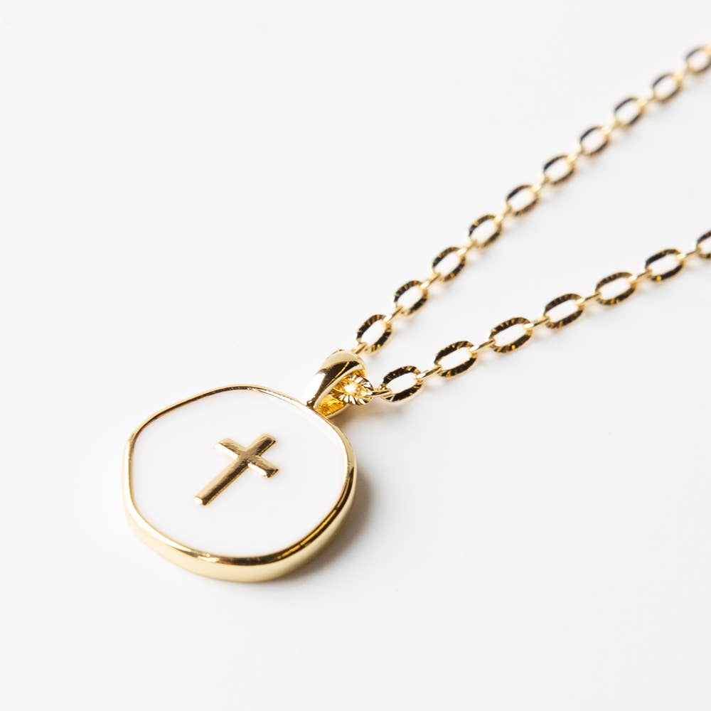 Lenny & Eva | Carded Faith Over Fear Cross Pendant Necklace { Psalm 46:5 }