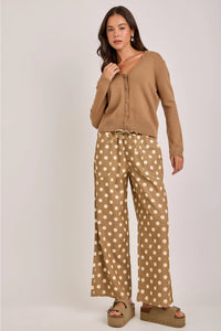 Relaxed Wide Leg Polka Dot Drawstring Pants