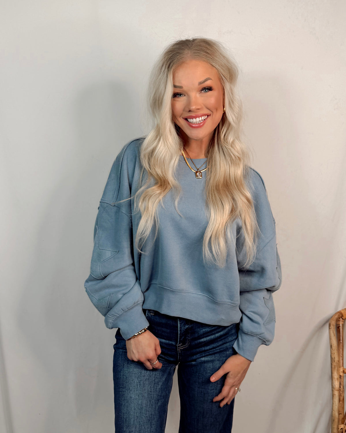 Star Spangled Sweatshirt in Dusty Blue
