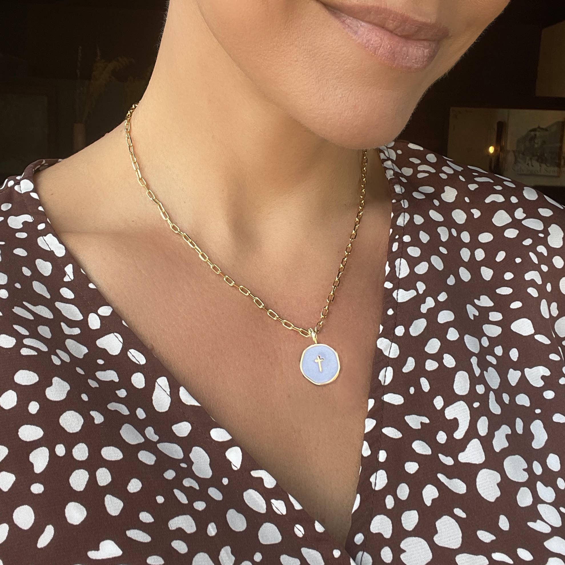 Lenny & Eva | Carded Faith Over Fear Cross Pendant Necklace { Psalm 46:5 }