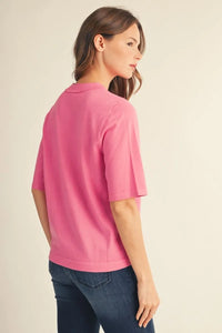 Crush Hour Knit Short Sleeve Top - Bubble Gum Pink