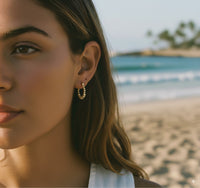 Lenny & Eva Tarnish Resistant Gold Plated Small Beaded Hoop Earrings