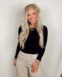 On Repeat Ribbed Long Sleeve Basic Top - Black