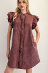 Madeline Maroon Mineral Washed Dress