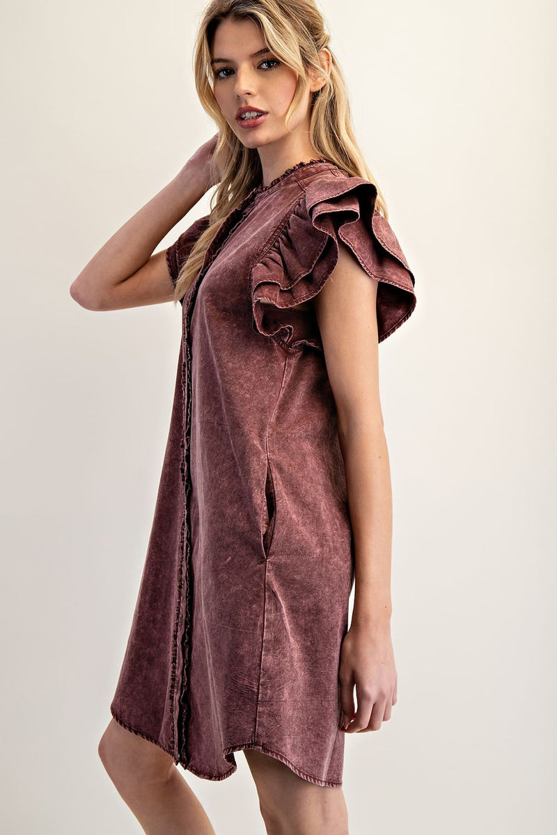 Madeline Maroon Mineral Washed Dress