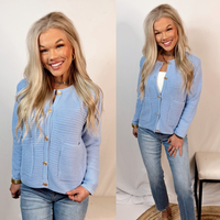 Countryside Chic Lightweight Cardigan - Light Blue