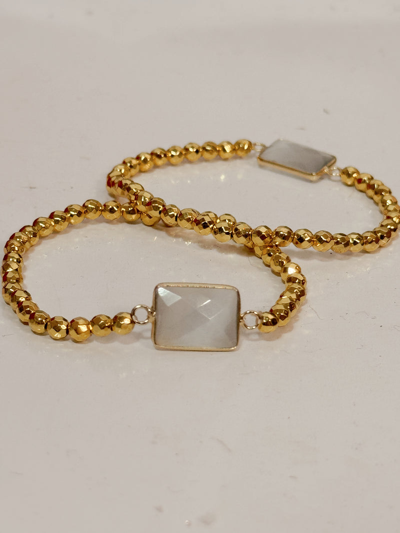 Assorted Glitzy Gold Stretch Stone Bracelets