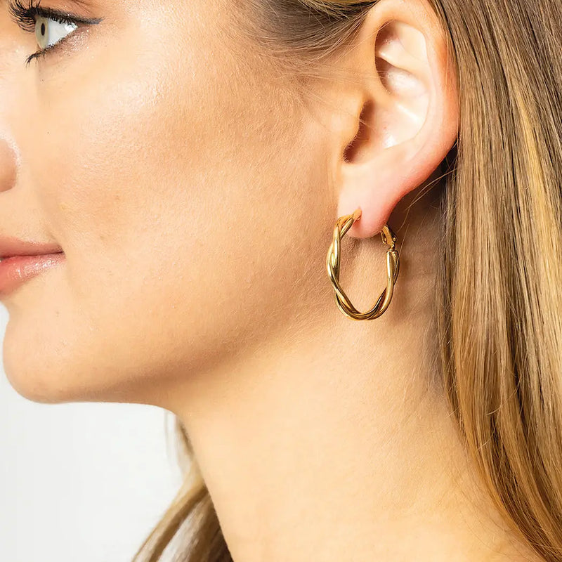 14K Gold Dipped Everyday Essential Twisted Hoops