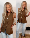 Espresso Enthusiast Button Up Vest / Blouse