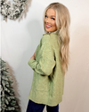 Serene In Sage Cable Knit Zip Up Jacket