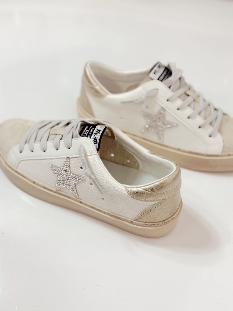 Gaby Neutral Rhinestone Star Sneakers